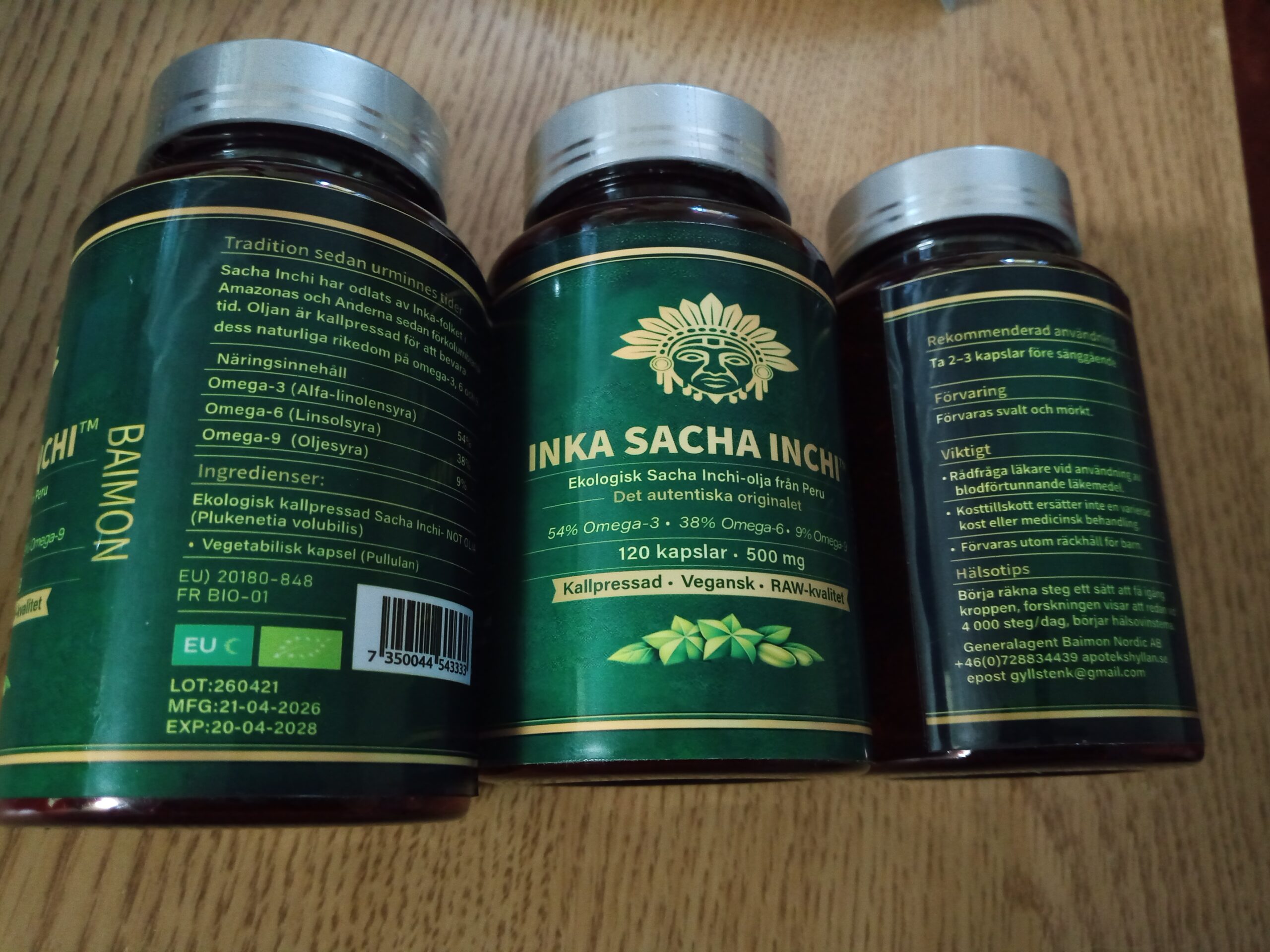 Sacha Inchi omega 3 Alfa -Linolensyra (ALA) 120 kapslar x 500 mg
